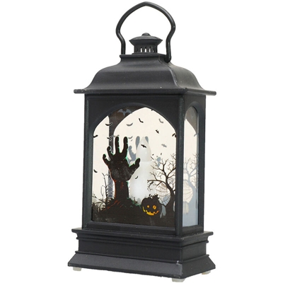 Cranio piatto zucca candela di notte del LED luce della lanterna di Halloween regali di Halloween di stile 5 (manico in plastica zucca fantasma mano)