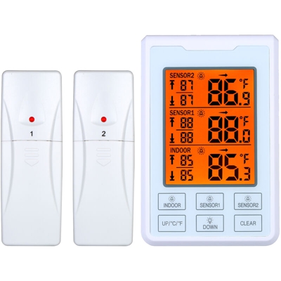 Wireless temperatura interna esterna Meter display LCD retroilluminato arancione termometro digitale del monitor di temperatura a 3 canali con 2
