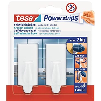 Gancio tesa Powerstrips® Large Trend, Bianco 58045-00-01 tesa Contenuto: 2 pz.