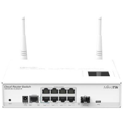 SWITCH MIKROTIK CloudRouter 109-8G-1S-2HnD-IN with AtherosAR9344 CPU 128MB RAM 8xGigabit LAN, 1xSFP, 2.4Ghz 802.11b / g / n wireless