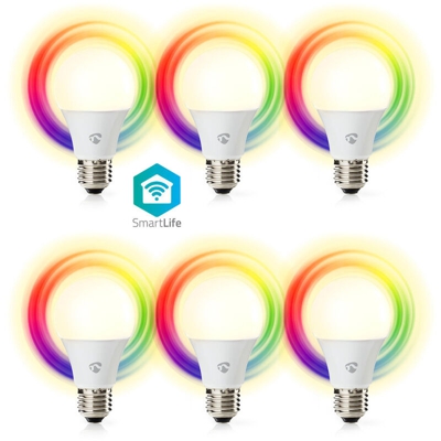 LAMPADINA LED WiFi SMART E27 RGB+W 6W 470LM A+ APP ALEXA GOOGLE HOME 6 PEZZI - NEDIS