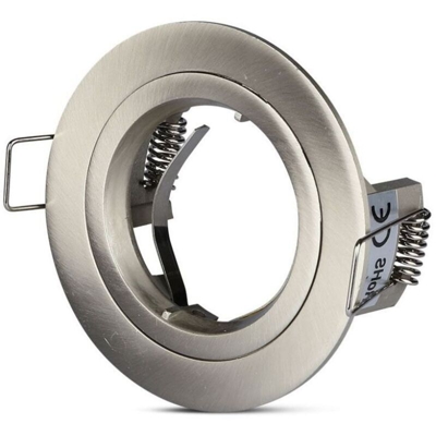 VT-774 Portafaretto incasso alluminio rotondo nickel satinato TWIST TO OPEN per lampade GU10-GU5.3 - SKU 3643 - V-tac