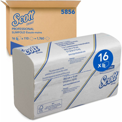 Scott Airflex Slimfold 5856 Folded Paper Hand Towels Single-Ply 29.5 x 19 cm 16 Packs of 110 Towels (1760 in Total) White precio