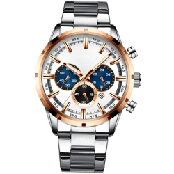 CURREN 8355M uomini della vigilanza del quarzo della fascia dell'acciaio inossidabile Moda multifunzione orologio da polso 3ATM luminoso display del precio