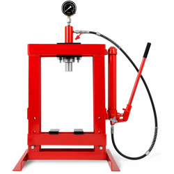 10t Pressa manuale idraulica con manometro (2 griffe, retrazione automatica del pistone, altezza di lavoro 375 mm, larghezza di lavoro 350 mm) da en oferta