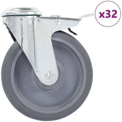 Ruote Girevoli con Foro per Bullone 32 pz 125 mm - VIDAXL