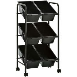 Carrello con 6 Cesti Porta Giocattoli Nero in Plastica - VIDAXL en oferta