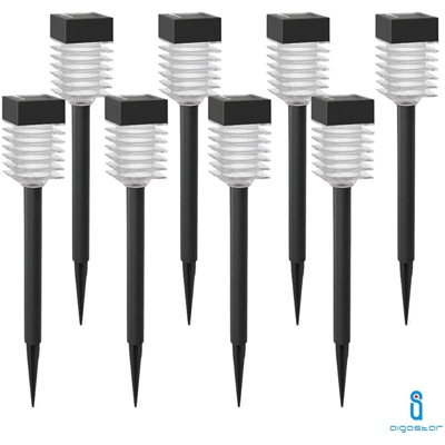 Luce Led Solare Da Giardino 6500K Lampioncino Picchetto Paletto 8 Pezzi - AIGOSTAR