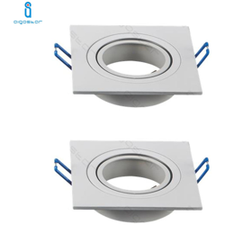 Portalampada Porta Faretto Orientabile Quadrato Gu10 Mr16 Bianco 2 Pezzi - AIGOSTAR en oferta