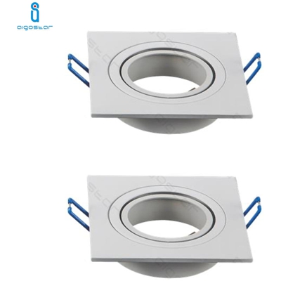 Portalampada Porta Faretto Orientabile Quadrato Gu10 Mr16 Bianco 2 Pezzi - AIGOSTAR