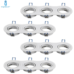 Portalampada Triplo Bianco Porta Faretto Orientabile 3 Posti Per Gu10 Mr16 4 Pezzi - AIGOSTAR en oferta