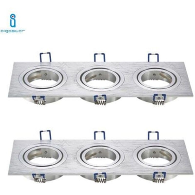 Portalampada Triplo Argento Porta Faretto Orientabile 3 Posti Per Gu10 Mr16 2 Pezzi - AIGOSTAR