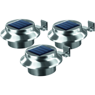 Luci per grondaia | In acciaio inox | Set di 3 | Illuminazione esterno | Senza fili - EASYMAXX