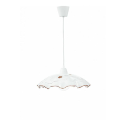 Lampadario a sospensione bianco con raffinato decoro rosso e cromato 60 watt E27 - SHOP-DAY en oferta
