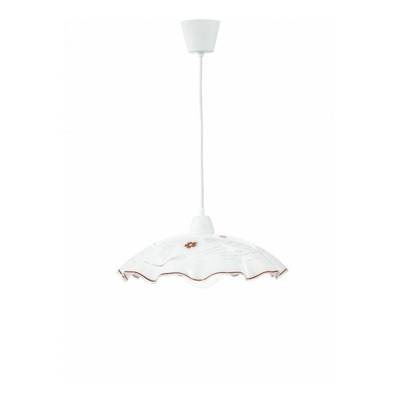 Lampadario a sospensione bianco con raffinato decoro rosso e cromato 60 watt E27 - SHOP-DAY
