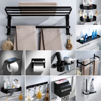 kit hardware bagno, libero perforato portasciugamani nero, scatole di tessuto lungo - ASUPERMALL