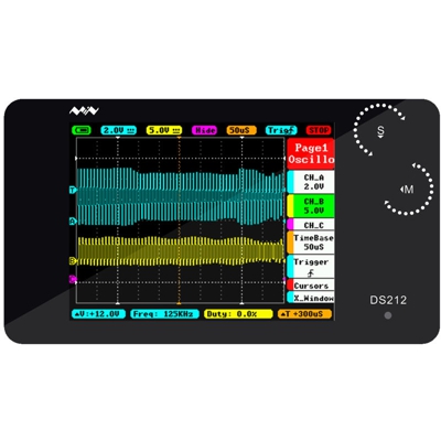 DS212 DSO Mini 2 Channel Digital Oscilloscope formato tascabile USB Interface 2.8' a colori TFT display da 8 MB di memoria di archiviazione di banda