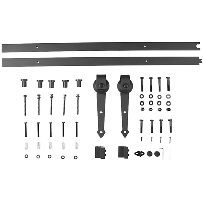 iKayaa 6FT scorrevole in acciaio, di legno del granaio Fissaggi Kit scorrevole, colore nero Porta armadio stabilito della pista - ASUPERMALL