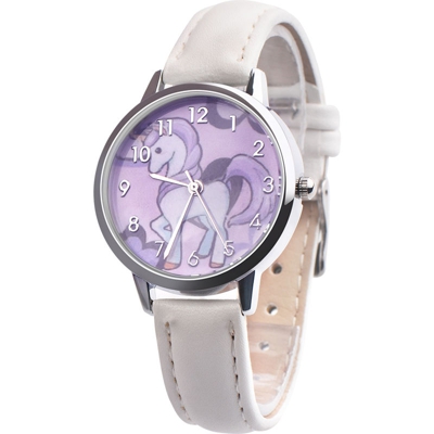 Moda fumetto bello dell'acciaio inossidabile della vigilanza Cute Girl cinturino in pelle orologi da polso al quarzo - ASUPERMALL