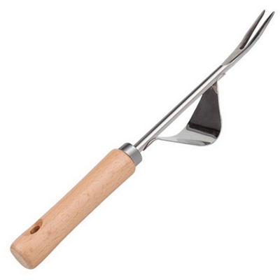 Manuale sarchiatura in acciaio inossidabile Forcella manico in legno di scavo Strumento di rimozione Trapianto Strumento di Root - ASUPERMALL