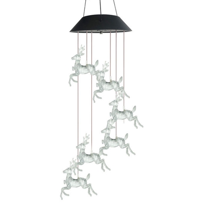 Solar Cervo Wind Chimes colore cangiante esterna luce solare del LED impermeabile alimentata Natale cervi Wind Chimes per la casa Party Night Garden