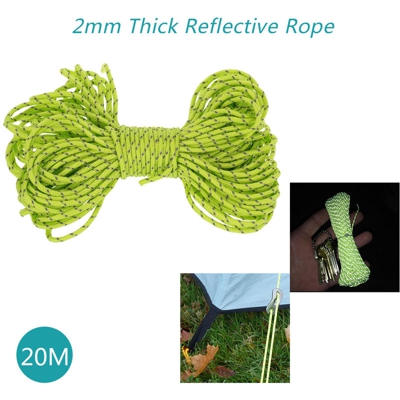 20m riflettente corda Paracord Cord Attrezzature per attivita all'aperto Lanyard 1 interno Strand Core for Camping Tenda - ASUPERMALL