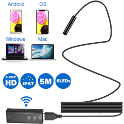 Wi-Fi 2 milioni di fotocamera ad alta definizione endoscopica 6LED lente 7MM luce Andrews telefono di Apple sblocco endoscopio aftermarket Modello: características