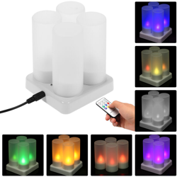 Luci di candela colorate a LED con telecomando 4 pezzi, con copri tazza smerigliato Decorazioni per la cena di nozze natalizie a casa USB 5V en oferta