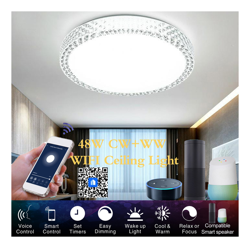 WIFI Soffitto il soffitto circolare semplice LED da letto del salone balcone lampada intelligente 48W navata bianco / caldo in continuo regolabile precio