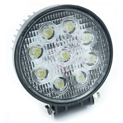 Faretto Tondo Rotondo 9 Led Auto Flood 27W 12V Luce Fredda 6000K 60° Faro Jeep - HOUSECURITY