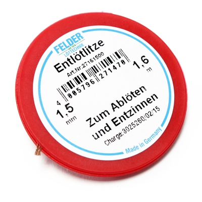 Filo di dissaldat. della Felder imbevuto di flussante, rosso, 1.6m 1,5mm - FELDER LöTTECHNIK