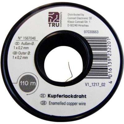 TRU COMPONENTS Filo di rame smaltato Diametro (con Isolante)=0.05 mm 1500 m