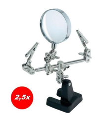 SUPPORTO IN ACCIAIO TERZA MANO CON LENTE D'INGRANDIMENTO IN VETRO 2,5x - J69 en oferta