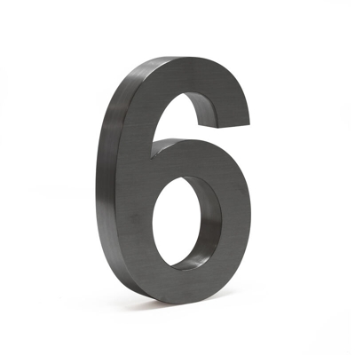 Numero civico in 3D "6" antracite 20cm carattere Arial antiruggine - WILTEC