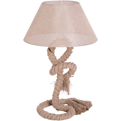 Homcom Lampada da Comodino Abat jour in Corda di Canapa Beige 40x40x65cm