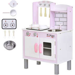 Cucina Giocattolo per Bambini 3+ Anni 5 Accessori Suoni Realistici Armadietto - Homcom en oferta