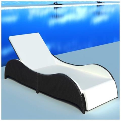 Sedia A Sdraio In Poly Rattan Nero