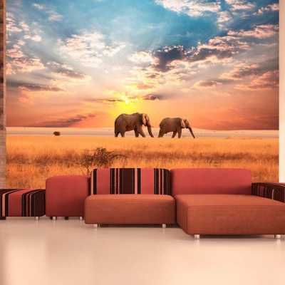 Fotomurale Elefanti nella savana african cm 200x154 Artgeist