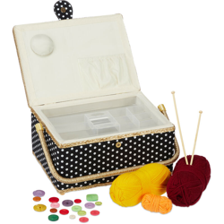 Scatola Cucito, Senza Contenuto, Organizer Estraibile, Coperchio, Portatile,Colorato,Cofanetto,nero/blu - RELAXDAYS precio