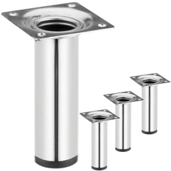 PrimeMatik - Gambe tondo. Piedini da tavolo per mobili e scrivania in acciaio cromo 10cm 4-pack características
