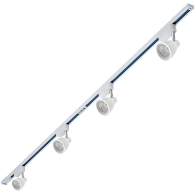 Biard Kit Binari LED a Singolo Circuito di 2 m (2 x 1 m) + 4 x Faretti LED 10W Dimmerabili – Bianco Neutro (4000K)