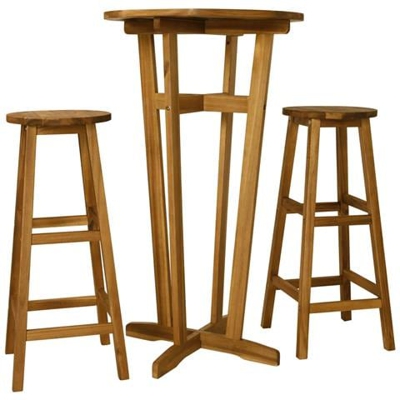 Set Da Bar 3 Pz In Legno Massello Di Acacia