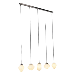 Lampada a sospensione idro - Art déco - Vetro,Metallo - Bianco/Acciaio - Tondo/Oblungo Max. 5 x Watt - Qazqa en oferta