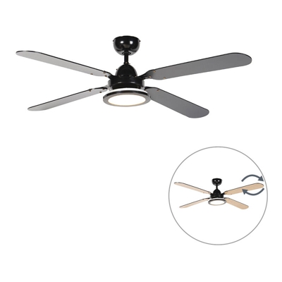 QAZQA Ventilatori da soffitto fanattic - Moderno - Acciaio,Legno - Nero - Tondo Non sostituibile Max. 1 x 12 Watt