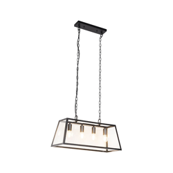 QAZQA Lampada a sospensione captiva hl - Industriale - Acciaio,Vetro - Nero/Trasparente - Quadrato obliquo /Rettangolo obliquo/Oblungo Max. 4 x Watt características