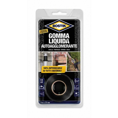GOMMA LIQUIDA NASTRO AUTOAGGLOMERANTE mm 25 x 3 mt - BOSTIK