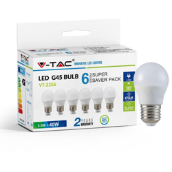 6 x lampadina led kit 180° 220-240 volt 5,50 watt A+ CE bianco naturale no tec 645218 - V-TAC características