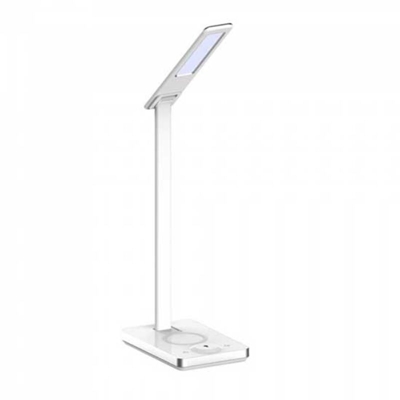 Lampada LED da Tavolo 5W Quadrata 3 in 1 con Pad di Ricarica Incluso Trasformatore Carica Veloce 3.0A Colore Bianco - V-tac