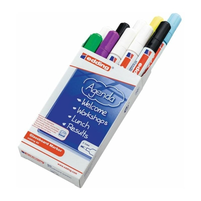 Marcatore per pannelli in vetro 90 colori assortiti linea B.2-3mm punta rotonda - Edding