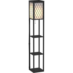 Homcom Lampada da Terra Moderna con Libreria 3 Livelli Nero 26 x 26 x 160 cm en oferta